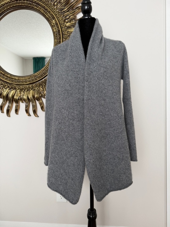 Babaton Sweaters - Pure Cashmere Gray Open-Front Shawl Collar Knit Cardigan size S